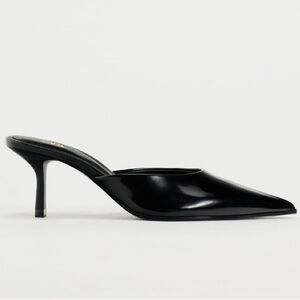 BNWT Zara Patent Leather Heeled Mules Black
